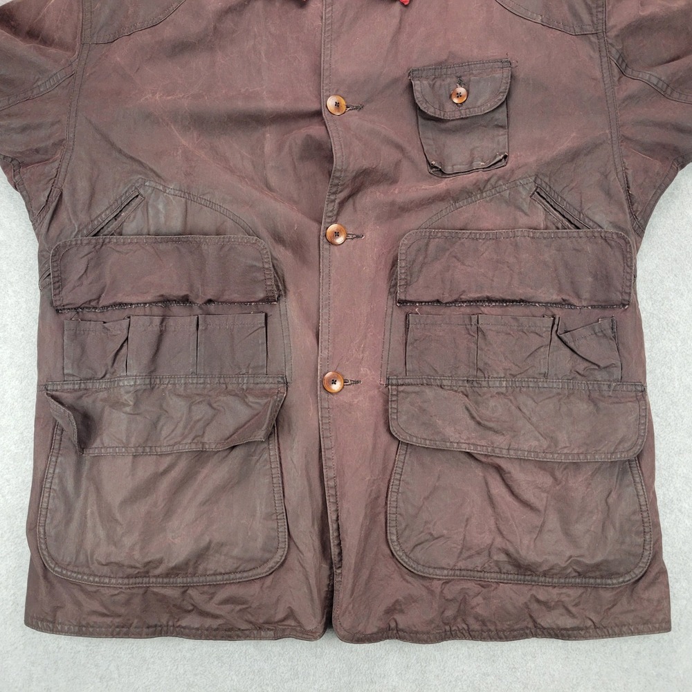 Polo Ralph Lauren Field Jacket Mens L Brown Waxed Oiled Cotton Hunting Lined - Picture 8 of 13
